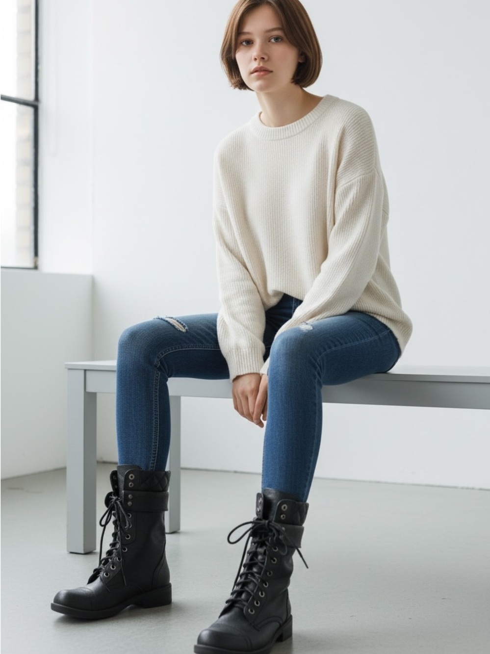 Women’s Black Lace-Up Combat Boots - Sturdy Moto Style